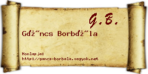 Gáncs Borbála névjegykártya